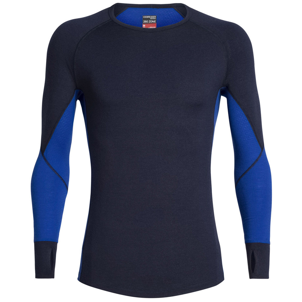 Buy Icebreaker Merino Mens 260 Zone Long Sleeve Crewe Midnight Navy/Surf online at MarineDeals