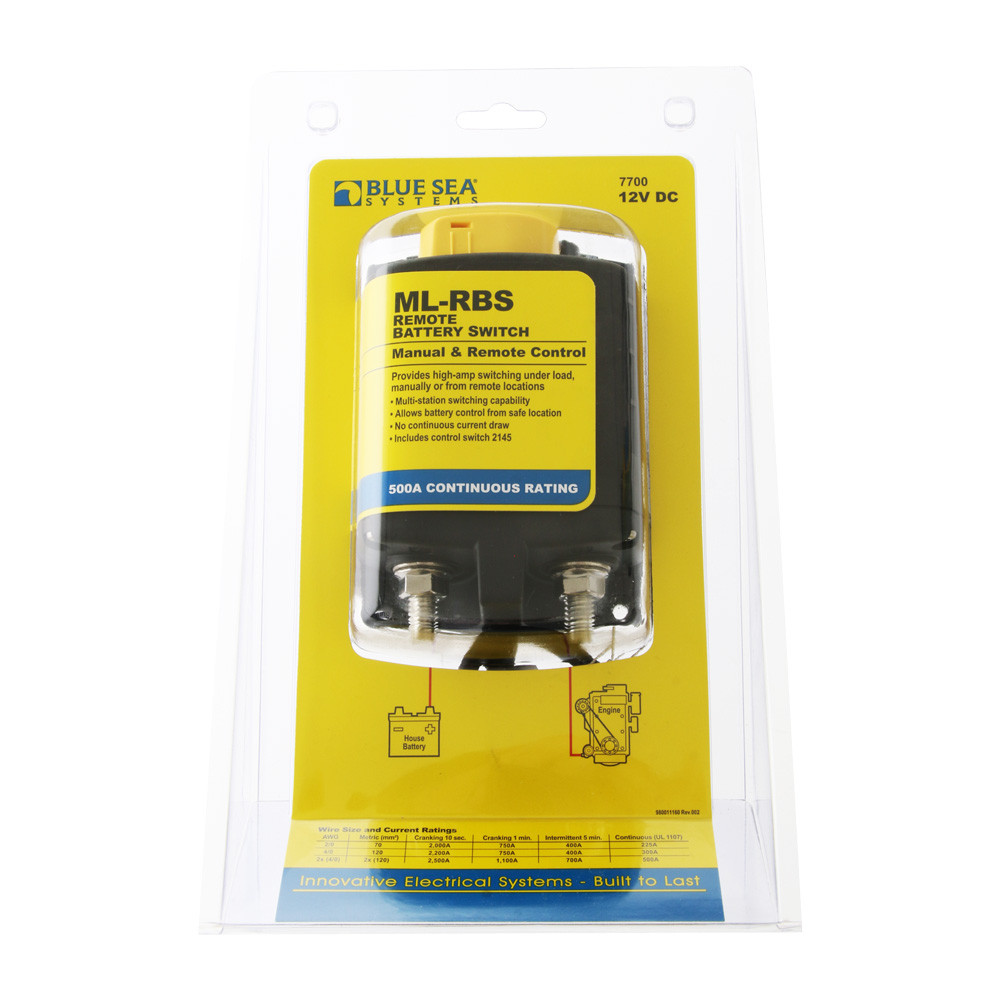 Buy Blue Sea MLRBS Remote Battery Switch with Manual Control 12VDC 500A online at MarineDeals
