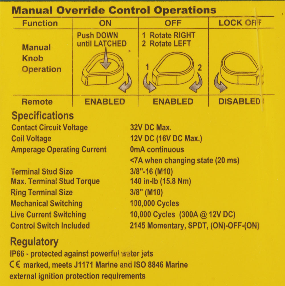 Buy Blue Sea MLRBS Remote Battery Switch with Manual Control 12VDC 500A online at MarineDeals