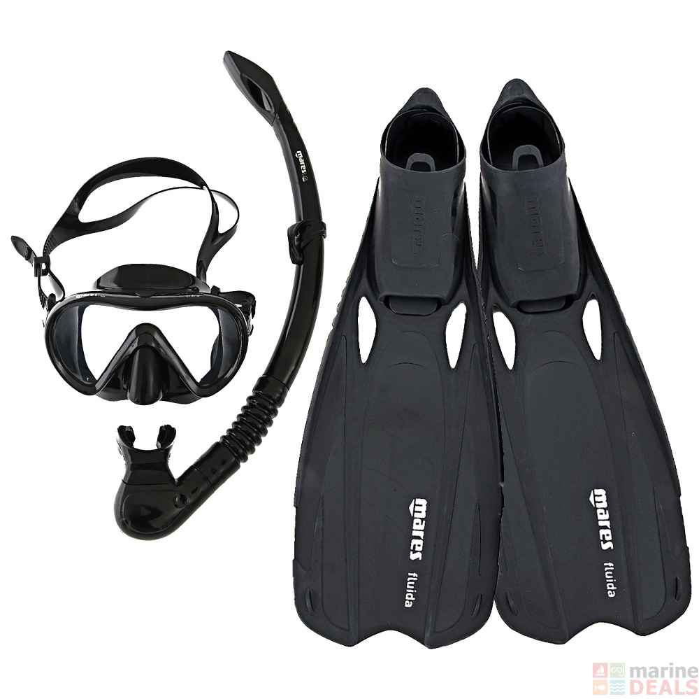 Buy Mares Cobia and Fluida Adult Dive Mask Snorkel and Fins Set Blue online at