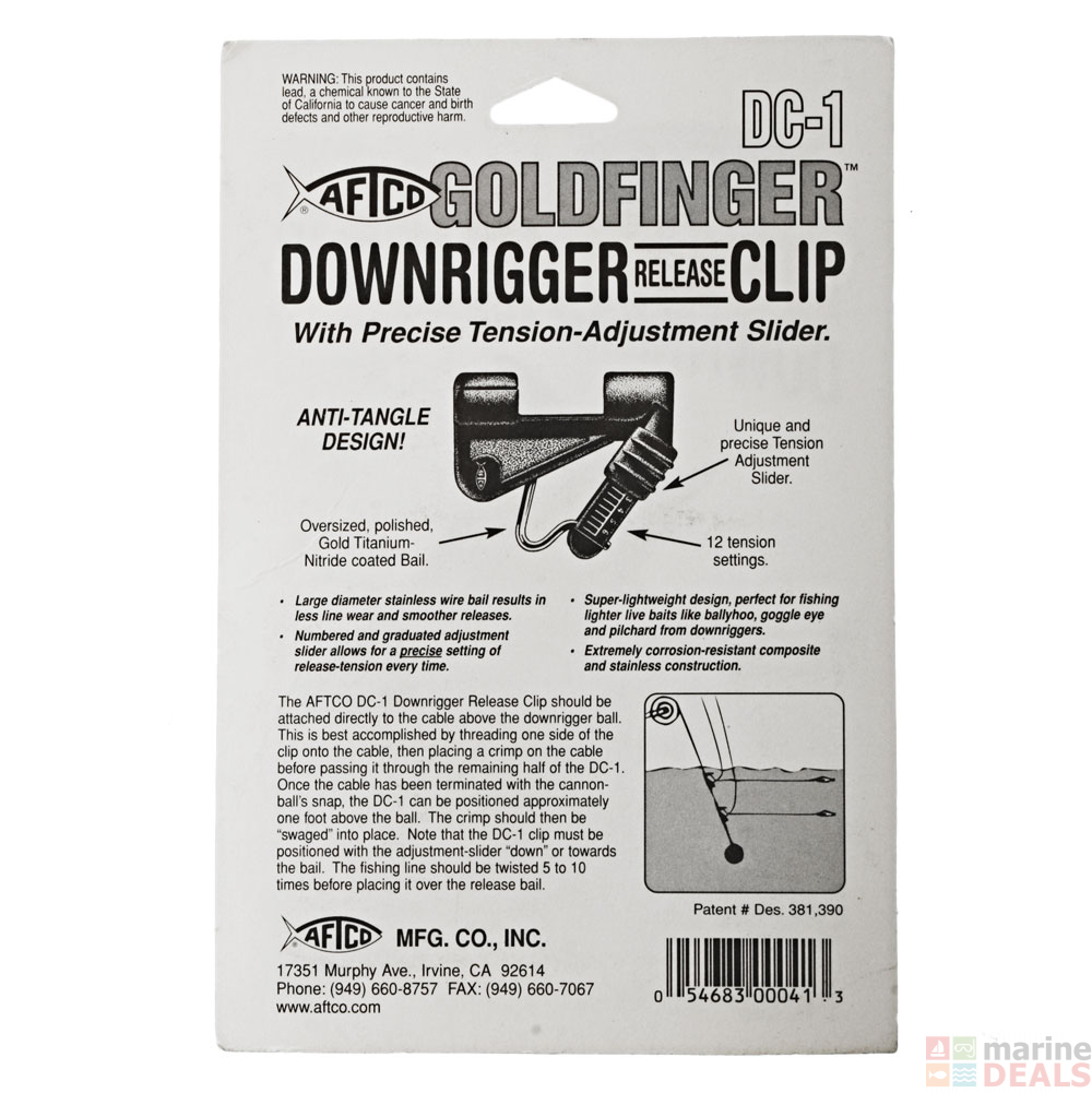Buy AFTCO Goldfinger Downrigger Release Clip online at Marine-Deals.com.au