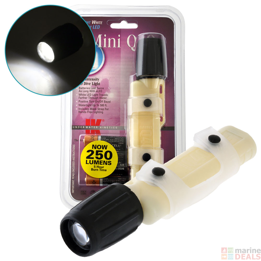 Buy Underwater Mini Q40 eLED Dive Torch with Mask Strap 250lm