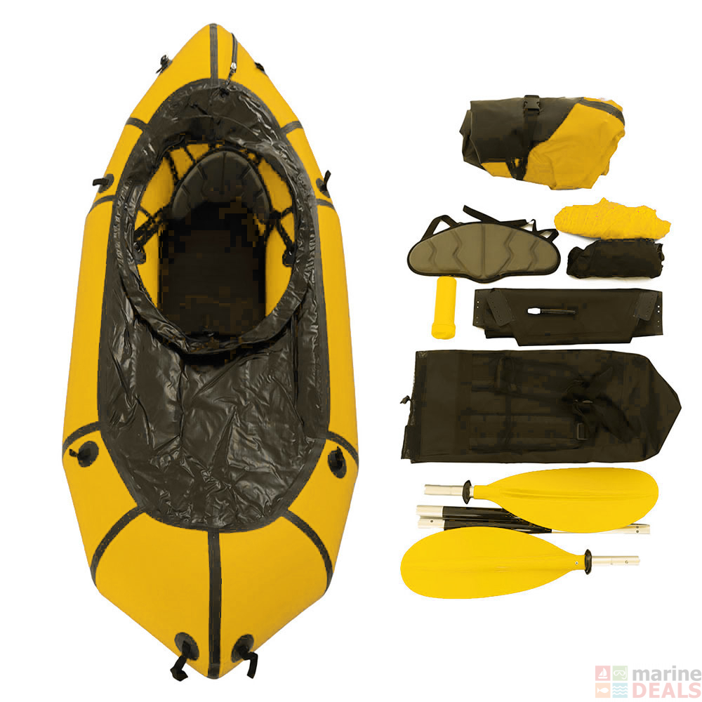 Buy AdventureXP Packraft Inflatable Kayak with Spray Deck 235cm Yellow