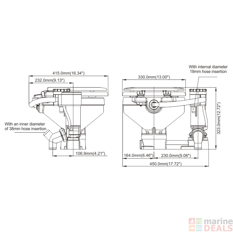 Seaflo Electric Conversion Marine Toilet Compact V Electric Toilets