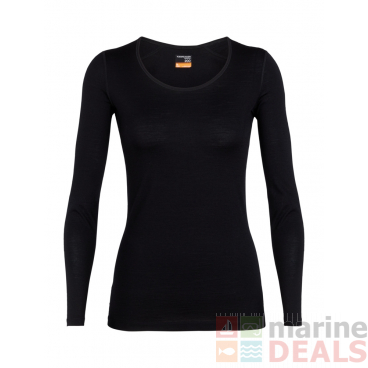 Icebreaker Womens Merino 200 Oasis LS Scoop Top Black