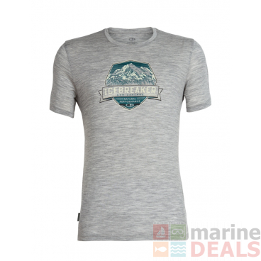 Icebreaker Merino Tech Lite Cook Crest Mens T-Shirt Light Grey 2XL