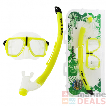 Pro-Dive Twin Lens Silitex Dive Mask and Snorkel Set Yellow