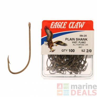 Eagle Claw 084M Bronzed Plain Shank Hooks 2/0