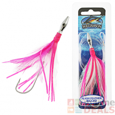 Williamson Flash Feather Rigged Tuna Lure 5in Pink White