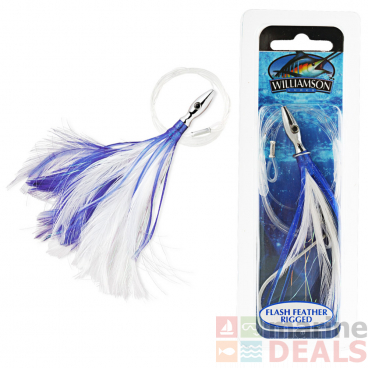 Williamson Flash Feather Rigged Tuna Lure 5in Blue White