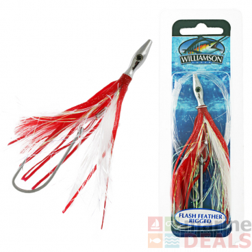 Williamson Flash Feather Rigged Tuna Lure 4in Red White