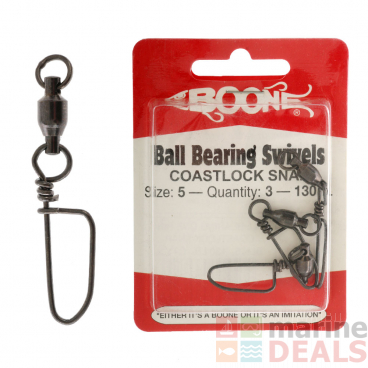 Boone Ball Bearing Coastlock Snap Swivels Size 5 130lb Qty 3