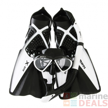 Mares Bonito X-One Adult Dive Mask Snorkel and Fins Set White/Black