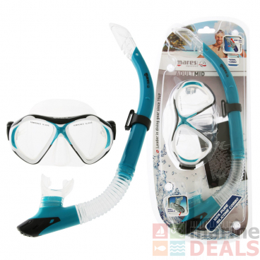 Mares Pearl Adult Dive Mask and Snorkel Set Aqua/Clear