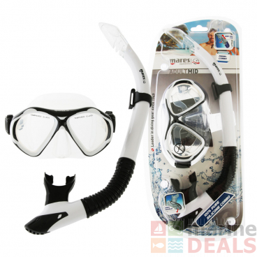 Mares Pearl Adult Dive Mask and Snorkel Set White/Clear
