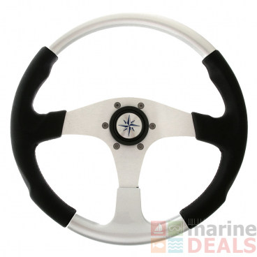 Luisi Evo Marine 2 Steering Wheel Black Crown with Silver Inserts 14.2in