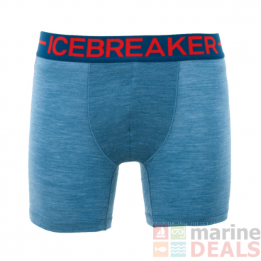 Icebreaker Mens Merino Hybrid Anatomica Zone Boxers Granite Blue Heather/Chili Red 2XL