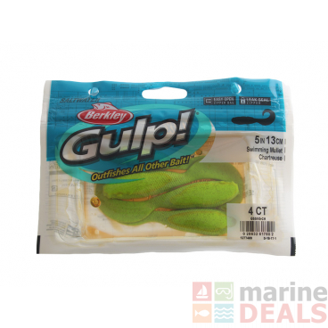 Berkley Gulp Swimming Mullet Soft Bait 13cm Qty 4 Chartreuse
