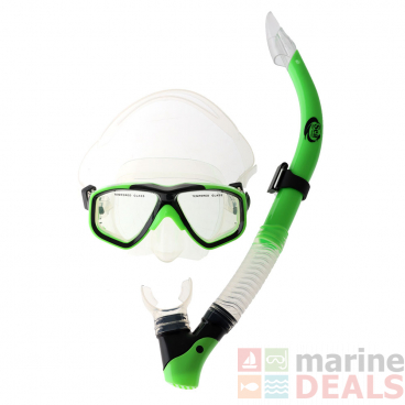 Sea Harvester Adult Silicone Dive Mask and Snorkel Set Lime Green