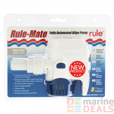 Rule-Mate RM500B 500GPH Automatic Submersible Bilge Pump 12V
