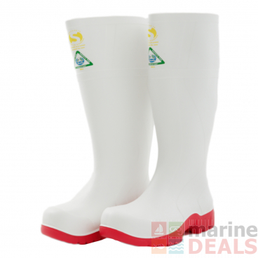 Bata Safemate Non-Slip Steel Toe Gumboots White/Red UK4/US4