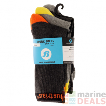Bata Work Socks 3-Pack Yellow/Orange/Grey UK5-9 / US6-10