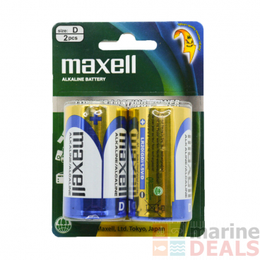 Maxell D Alkaline Battery 2-Pack