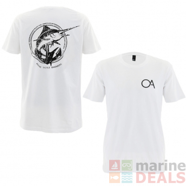 Ocean Angler Fishing T-Shirt Marlin Print White S