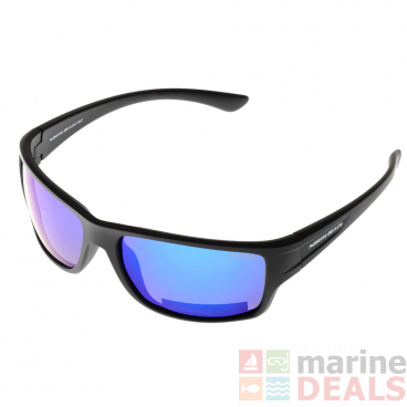 North Beach Gwyniad Polarised Sunglasses Blue Mirror/Matt Black Frame