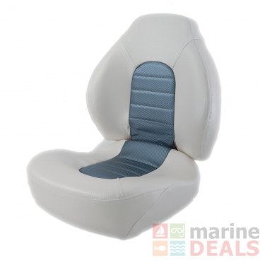 BLA Fish Pro Medium Back Fold Down Boat Seat White/Dark Grey