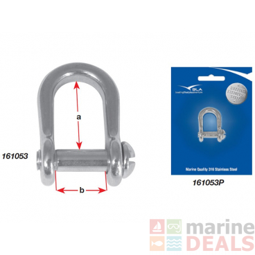 Pressed Stainless Steel Slotted Pin D Shackles - 8mm Qty 1 Packaged