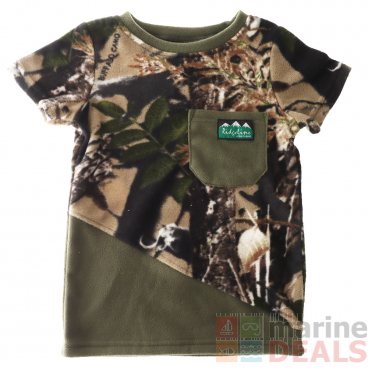Ridgeline Spliced Kids Fleece T-Shirt Buffalo Camo/Field Olive