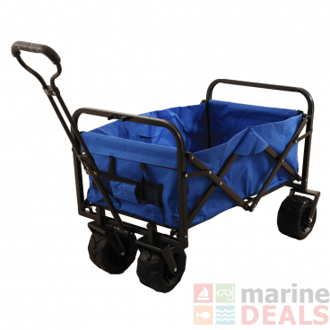 Folding Beach Cart Trolley Blue - 70kg Capacity