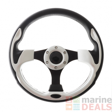 Aluminium Steering Wheel with PU Sleeves 12.5in Black/Silver