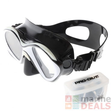 Pro-Dive Ultra Low Volume UV400 Anti-Fog Dive Mask Black/White