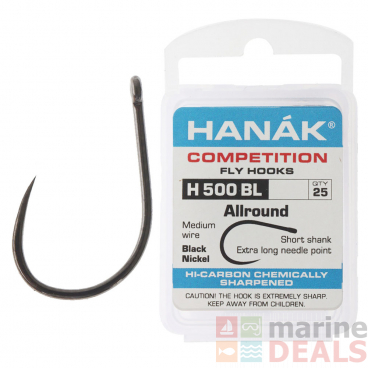HANAK Competition H500BL Barbless Fly Hook Qty 25