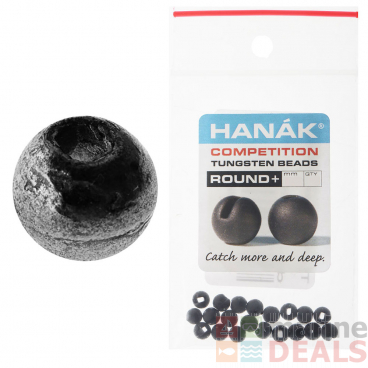 HANAK Competition ROUND+ Tungsten Beads Black Matte Qty 20
