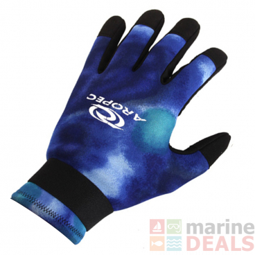 Aropec Blue Camo Spearfishing Dive Gloves 2mm L