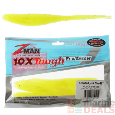 Z-Man Jerk ShadZ Scented Soft Bait 17cm Hot Chart Qty 4