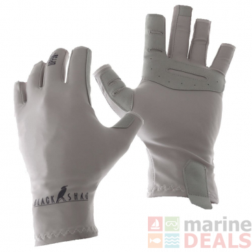 Black Shag UPF50+ Fingerless Fishing Gloves Grey L/XL