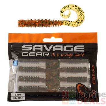Savage Gear Pro Grub Soft Bait 6.5cm Green Pumpkin Qty 8