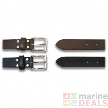 Taurus 30mm Leather Belt Sewn Edge H/D Buckle Black