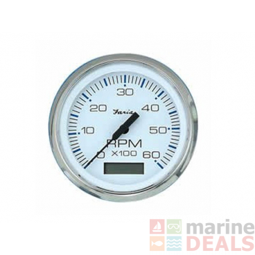 Faria Tacho/Hourmeter in Chesapeake White Style (6000RPM/Petrol Inboard)