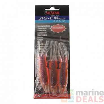 Silstar Jig-em Squid Flasher Rig 13cm Qty 3 Blue/Orange