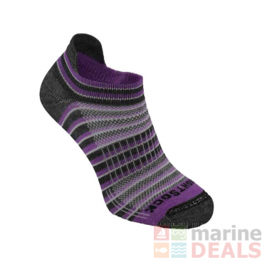 Wrightsock Coolmesh II Tab Socks Plum/Black/White Stripe L