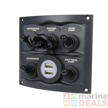 BEP Marine 5-Way Waterproof Switch Panel with Dual USB