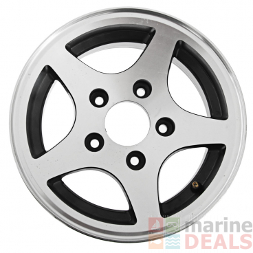 Treadway 96010 Alloy Star Trailer Rim Black 12 x 4in