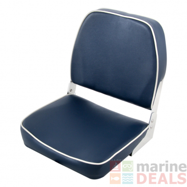 V-Quipment Fisherman Classic Folding Boat Seat Dark Blue with White Seams