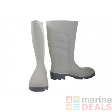 Bata Worklite Anti-Slip Safety Gumboots White Grey UK7