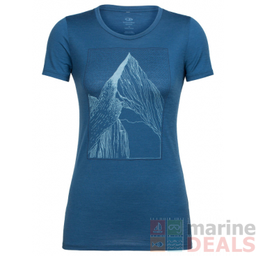 Icebreaker Merino Tech Lite Womens T-Shirt At My Peak Blue L